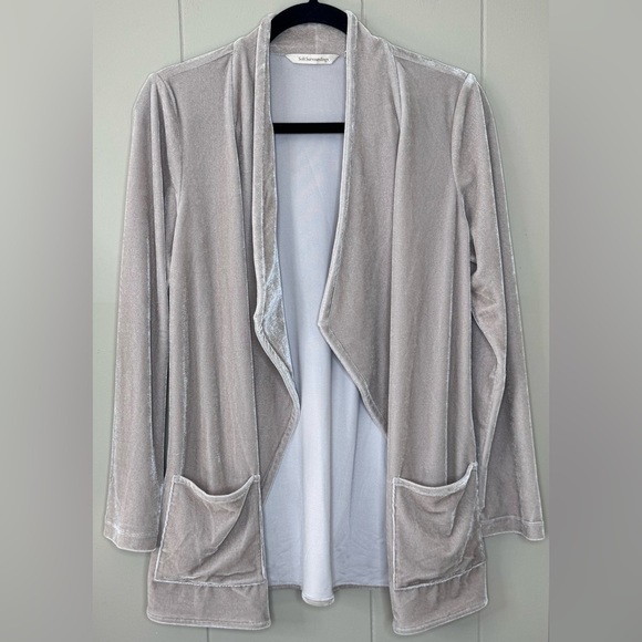 Soft Surroundings Velour Cardigan Natural Tan Shacket Womens Small Petite - Picture 9 of 9